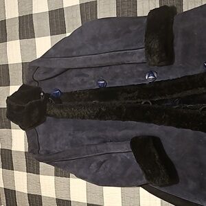 Susan Bradford Sheepskin Funnel Neck Coat